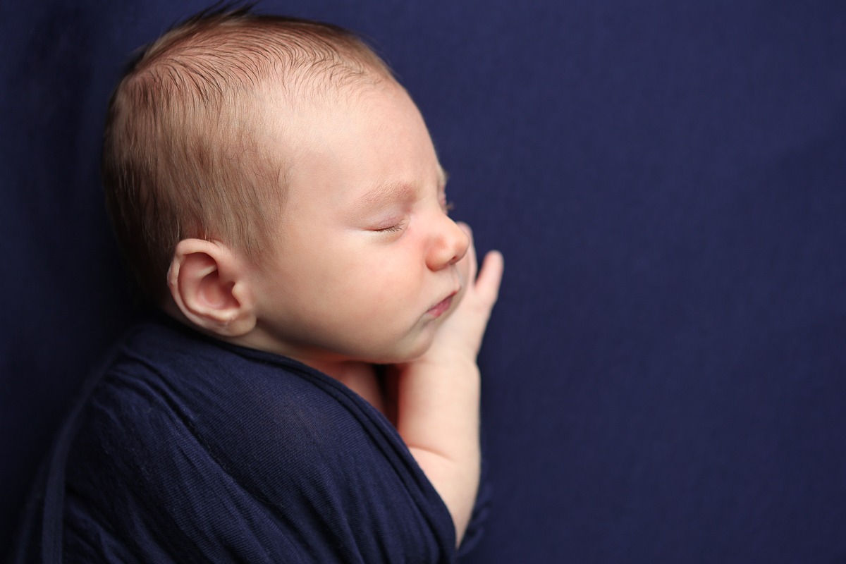 Profile of Newborn Baby Boy from studio newborn session in Suwanee, Georgia