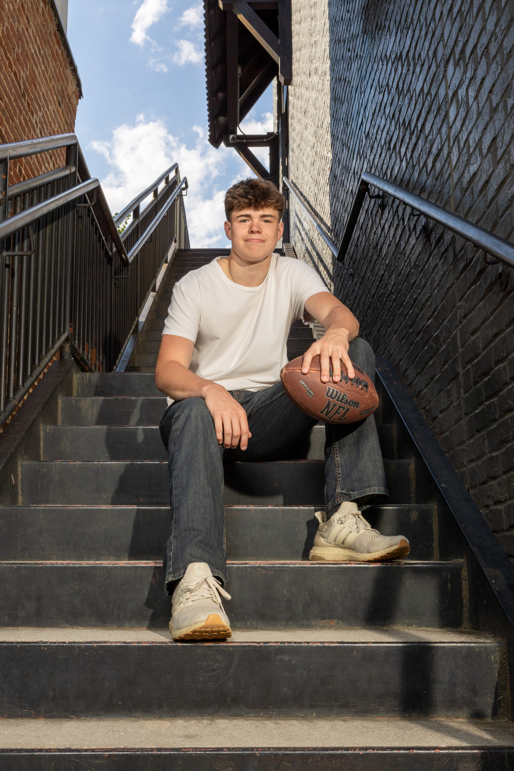 Family of 7 on beautiful wooded walkway in Cumming, Georgia