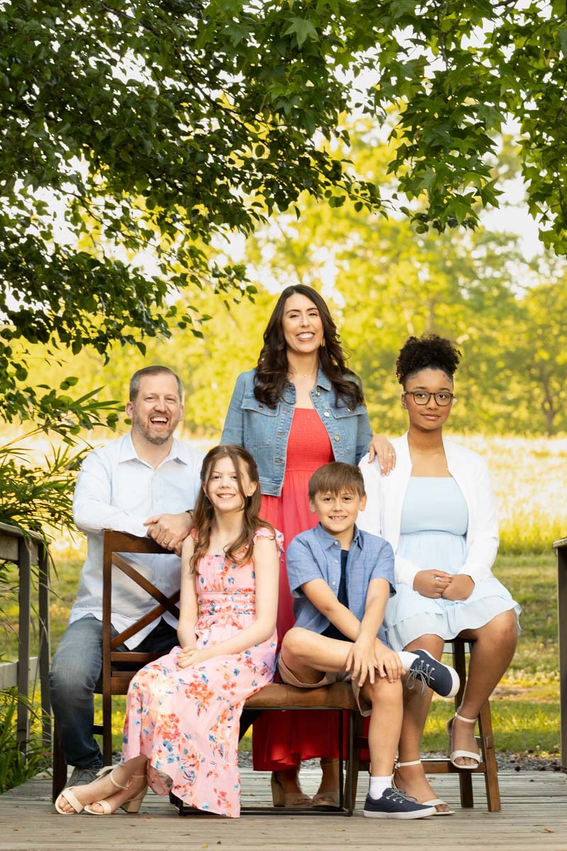 Family Portrait Seated on Bridge Portrait