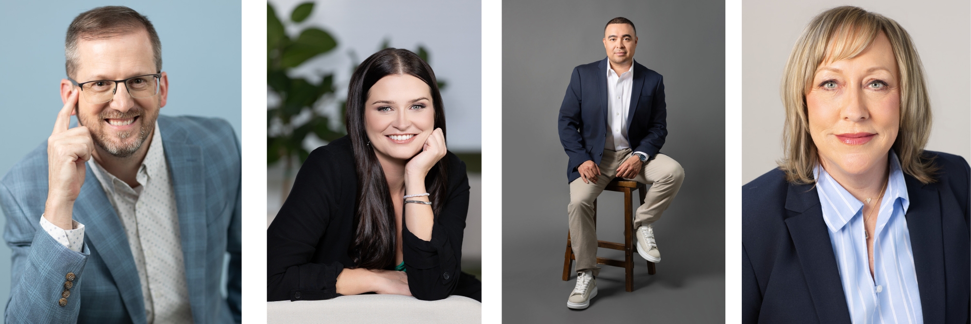 Four Senior Portraits in different outfits